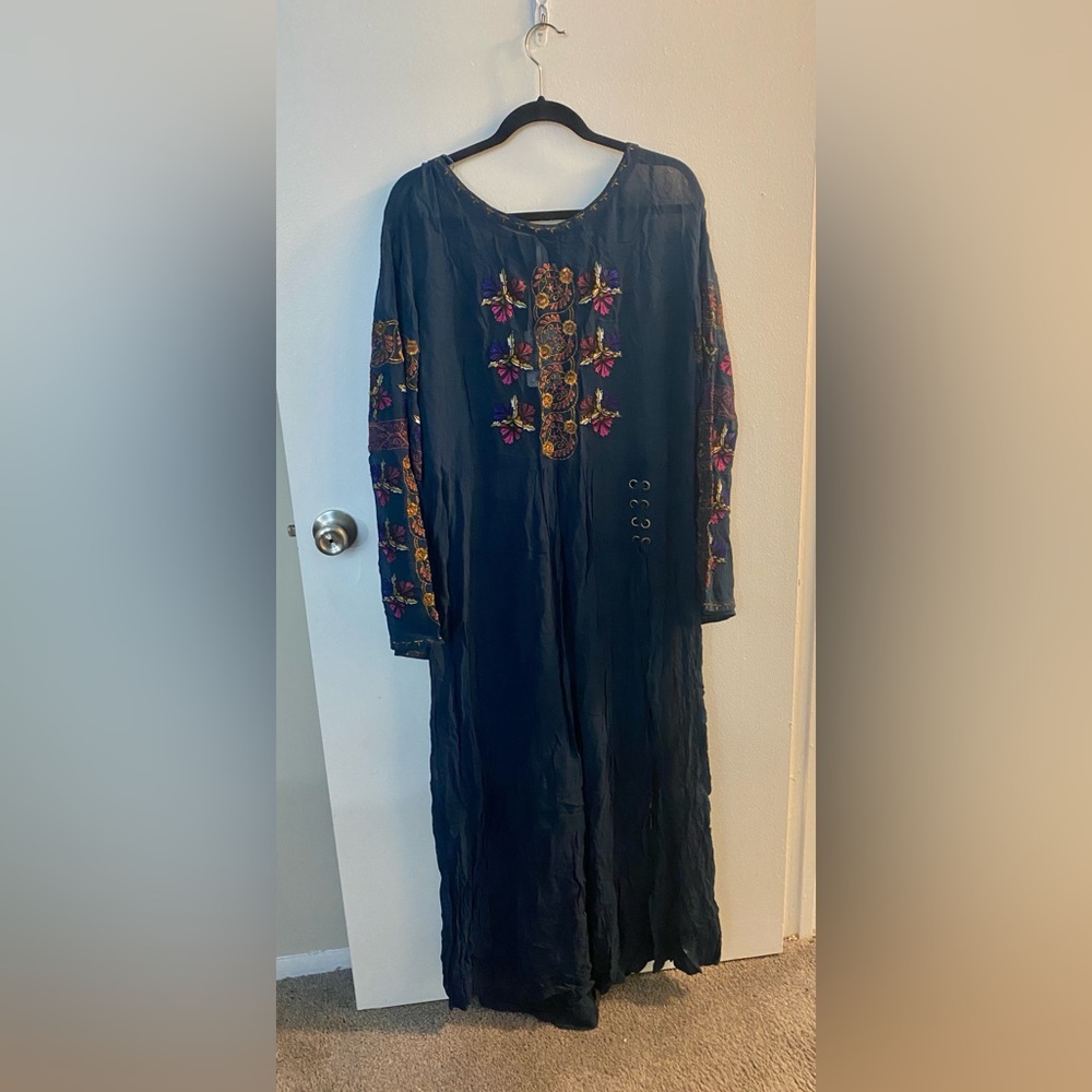 Free People Blue Deep Jewel Casual Dress Nwt L - Picture 2 of 7